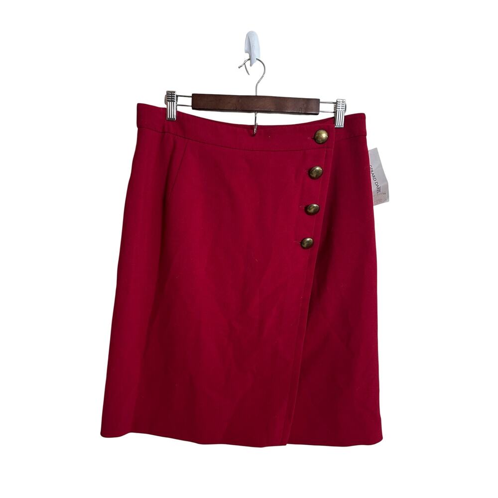 Gerald Darel  Pencil Skirt Wrap Over Asymmetric Buttons Woman 42/Large NWT